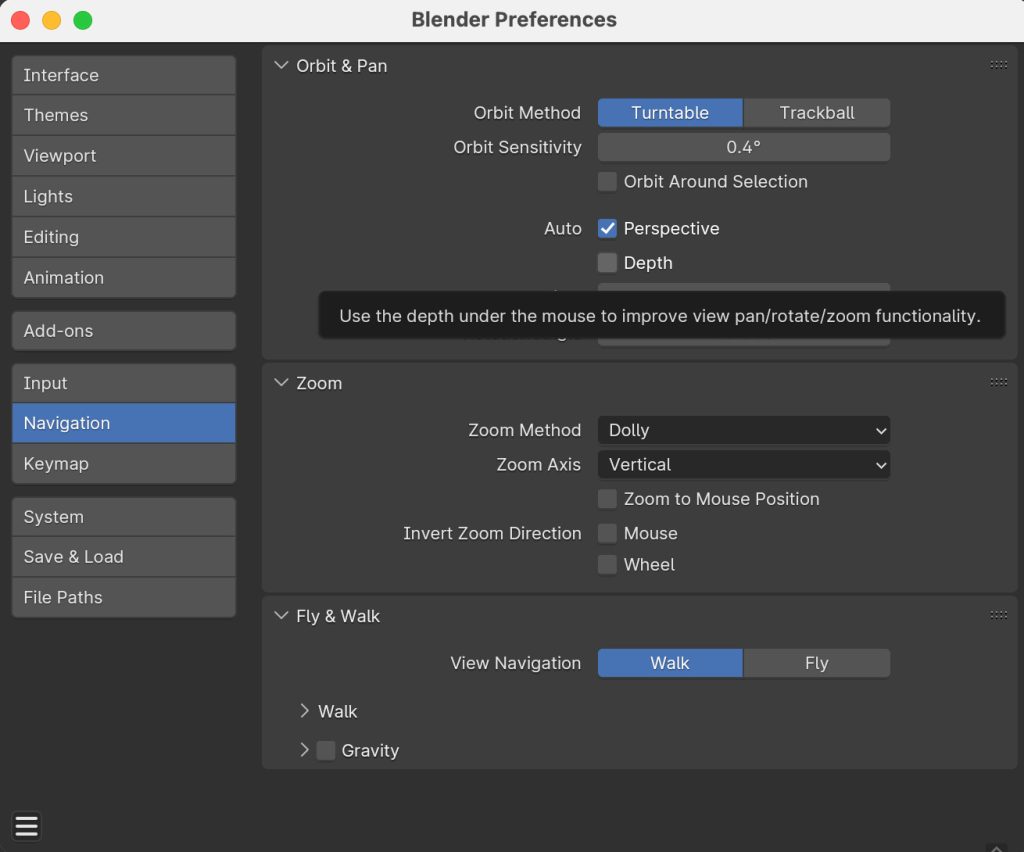 Edit > Preferences > Navigation > Auto Depth